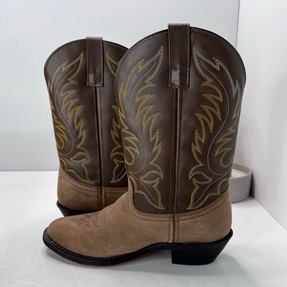 Laredo Lee Vamp Fox Leather Cowboy Pull On Boots Brown Women's US 9W Style 5742 - Picture 5 of 9